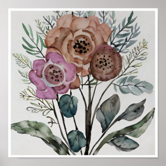 Minimalist Bouquet of Flowers Poster