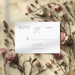 Minimalist bouquet wedding invitation rsvp card