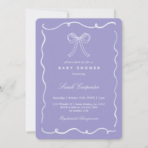 Minimalist Bow Baby Shower Girl Invitation