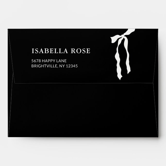 Minimalist Bow Modern Graduation Return Address Envelope (Back (Top Flap))