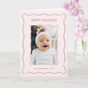 Minimalist Bow Photo Holiday Folded Greeting Card
