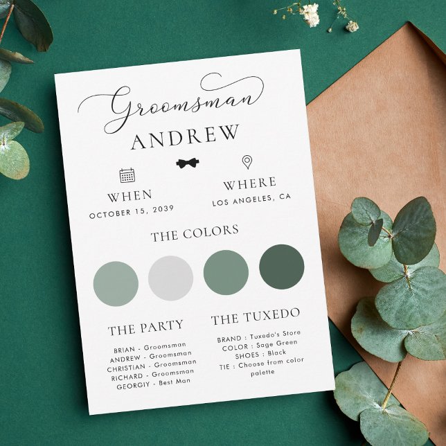 Minimalist Bow Tie Groomsman Wedding Info Card (Creator Uploaded)