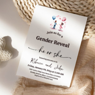 Minimalist Boy or Girl Balloon Gender Reveal Invitation