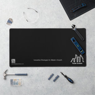 Minimalist Branded Dark Black and White Desk Mat