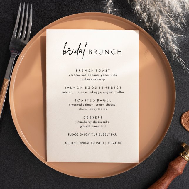 Minimalist Bridal Brunch Menu Cards | Brunch Menu (Creator Uploaded)