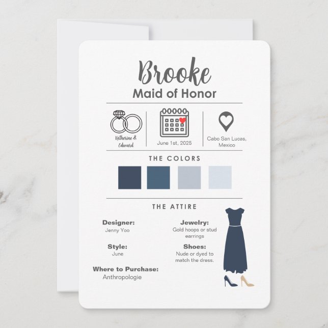 Minimalist Bridal Information Card  (Front)