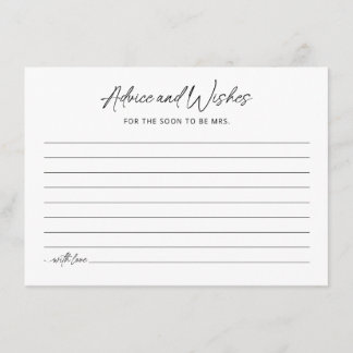 Minimalist Bridal Shower Advice Card