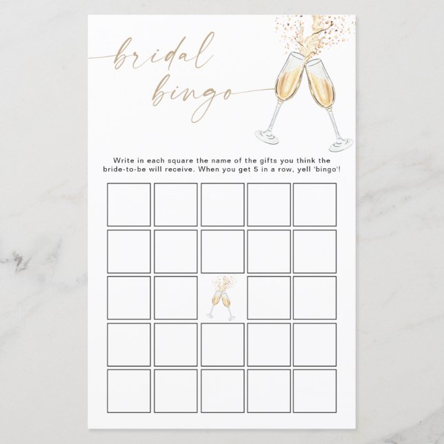 Minimalist Bridal Shower Bingo (Front)