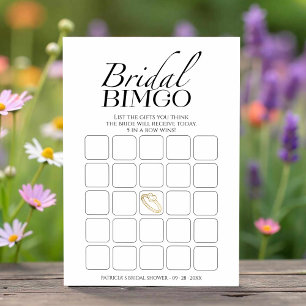 Minimalist bridal shower bingo game card