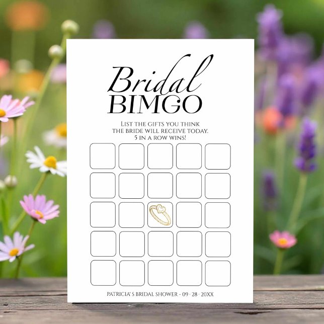 Minimalist bridal shower bingo game card (Creator Uploaded)