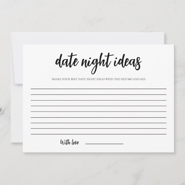 Minimalist Bridal Shower Date Night Card (Front)