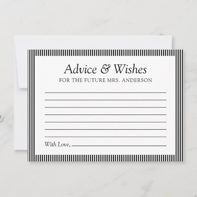 Minimalist Bridal Shower Future Mrs Advice Card  (Front)