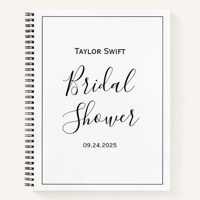 Minimalist Bridal Shower Gift Tracker Notebook (Front)