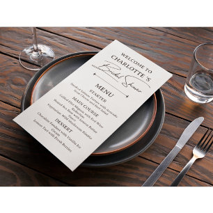 Minimalist Bridal Shower Menu Card