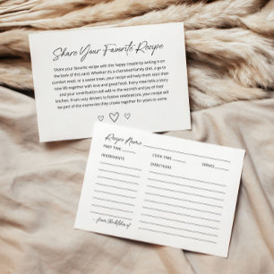 Minimalist Bridal Shower Recipe Card