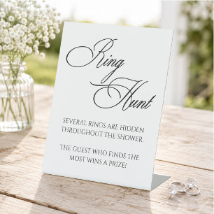 Minimalist Bridal Shower Ring Hunt Game Sign