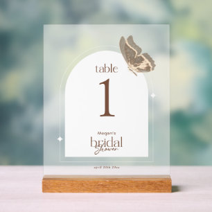 Minimalist Bridal Shower Table Number Frosted Acrylic Sign