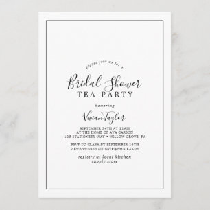 Minimalist Bridal Shower Tea Party Invitation