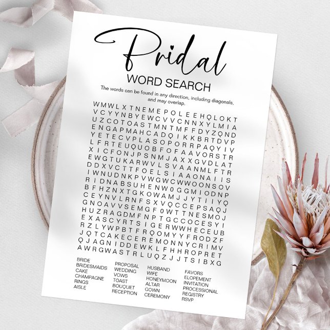 Minimalist Bridal Shower Word Search Game Invitation (Creator Uploaded)