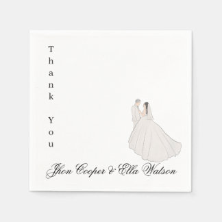 Minimalist Bride and Groom Wedding Illustration Napkin
