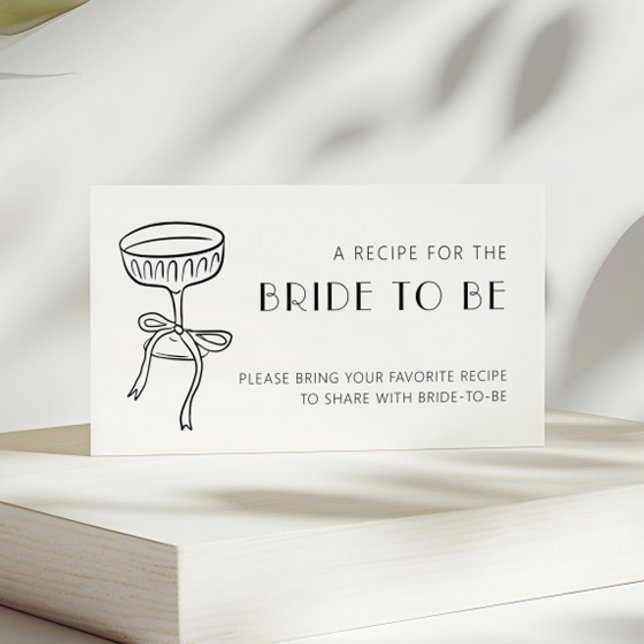 Minimalist Bride To Be Recipe Request Bridal Showe Enclosure Card (Creator Uploaded)