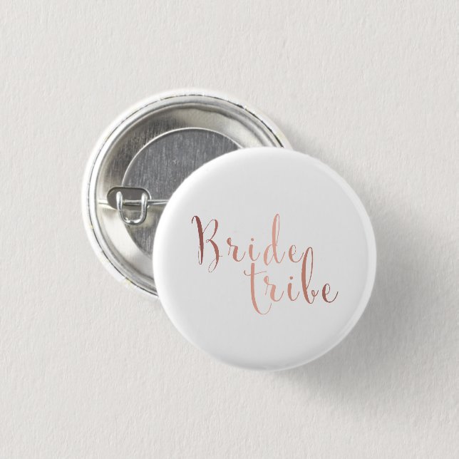 Minimalist bride tribe rose gold 3 cm round badge (Front & Back)
