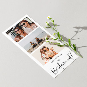 Minimalist Bridesmaid Proposal Photo Collage Invitation