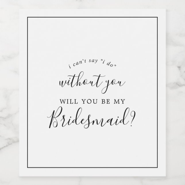 Minimalist Bridesmaid Proposal Wine Label (Single Label)