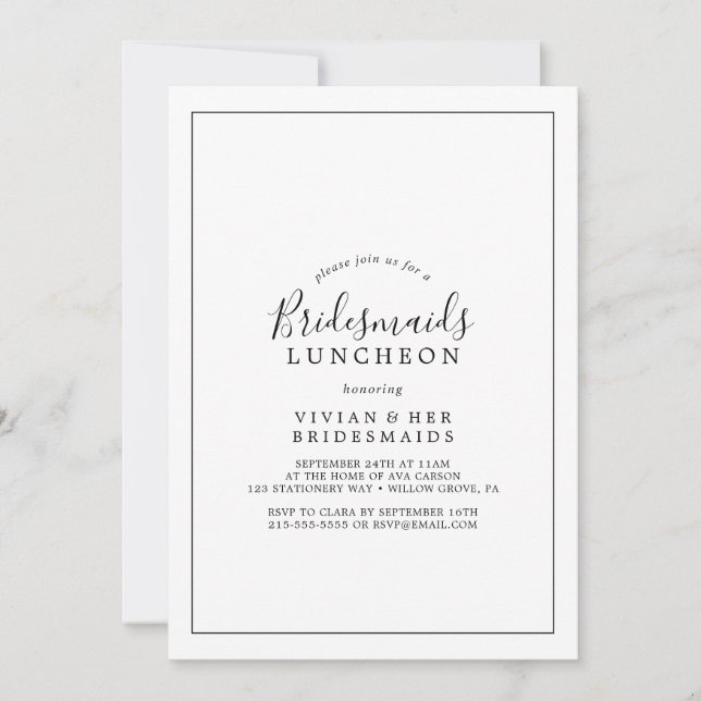 Minimalist Bridesmaids Luncheon Invitation (Front)