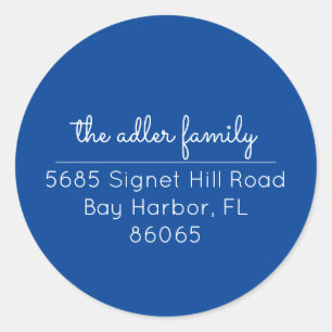 Minimalist Brigh Blue & White Return Address Label