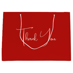 Minimalist Bright Crimson Red Thank You Favour Large Gift Bag