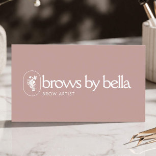 Minimalist Brow Artist Beauty Studio Blush Pink Business Card