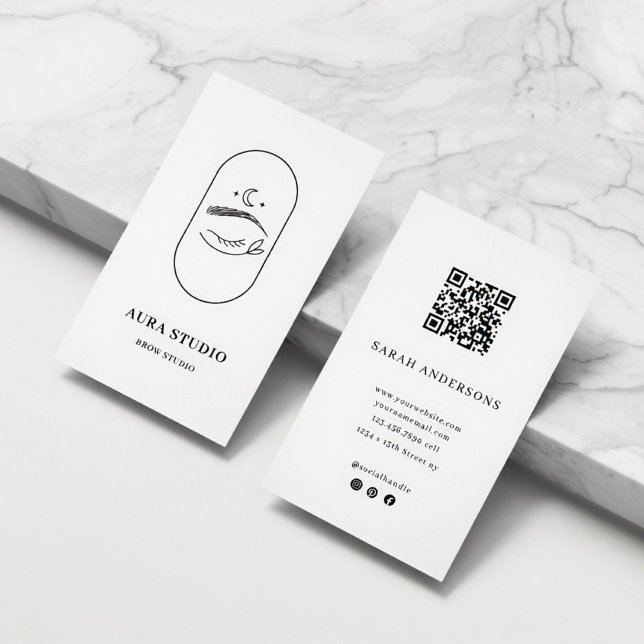 Minimalist Brow Artist Business Card with QR Code  (Creator Uploaded)