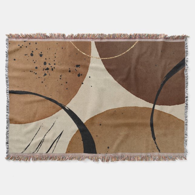 Minimalist Brown Abstract Throw Blanket (Front)