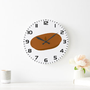 Minimalist Brown Beret French Hat Large Clock