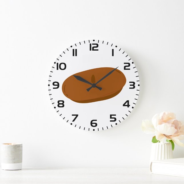 Minimalist Brown Beret French Hat  Large Clock (Creator Uploaded)