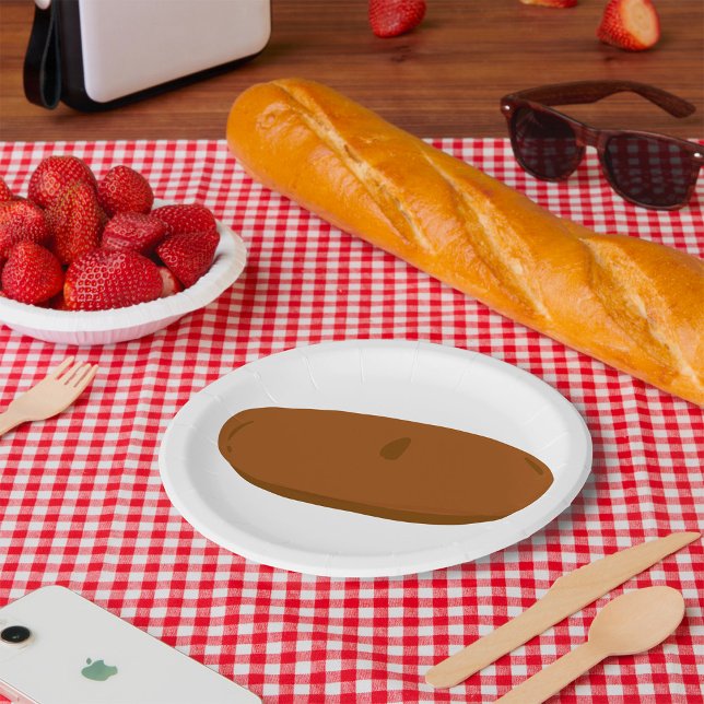 Minimalist Brown Beret French Hat  Paper Plate (Creator Uploaded)