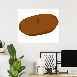 Minimalist Brown Beret French Hat  Poster