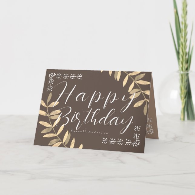 Minimalist Brown Birthday Card (Front)