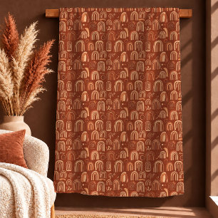 Minimalist Brown Copper Rainbow Shapes Blanket