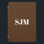 Minimalist brown custom monogram initials elegant iPad pro cover<br><div class="desc">Minimalist Custom brown and white monogram initials name modern elegant personalised iPad Pro Cover</div>