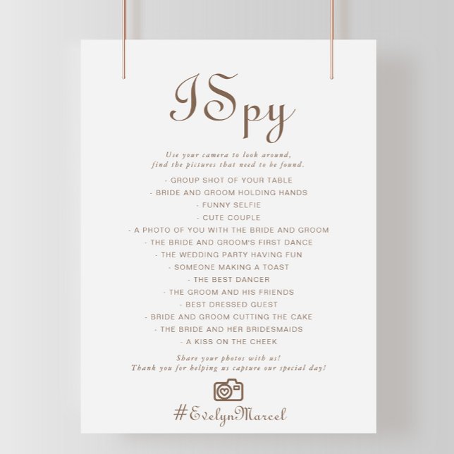 Minimalist Brown Evening Boho I Spy Wedding Game (Creator Uploaded)