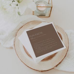 Minimalist Brown Evening Trivia Fun Facts Wedding Napkin