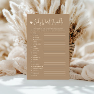 Minimalist Brown Gender Reveal Baby Word Scramble