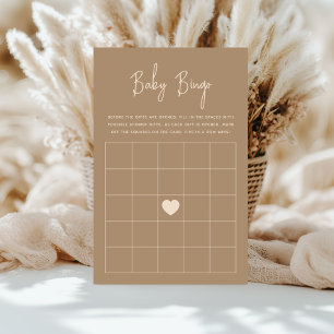 Minimalist Brown Gender Reveal Bingo Game