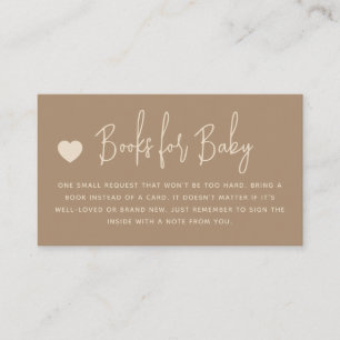 Minimalist Brown Gender Reveal Books for Baby Enclosure Card