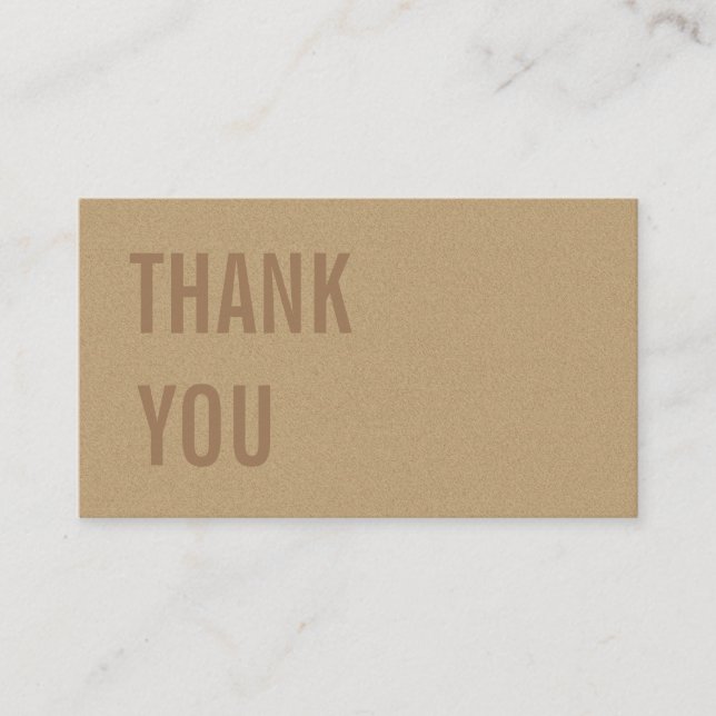 Minimalist Brown Kraft Paper Thank You & Discount Business Card (Front)