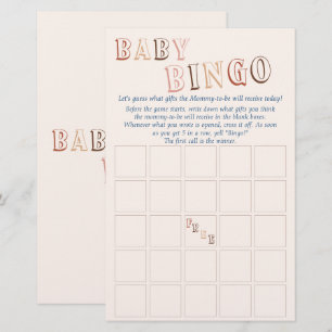 Minimalist Brown Modern Gender Neutral Baby Bingo