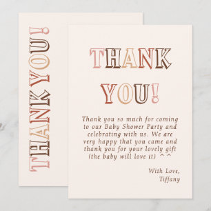Minimalist Brown Modern Gender Neutral Baby Shower Thank You Card