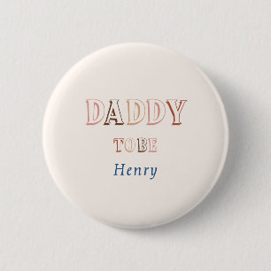 Minimalist Brown Modern Gender Neutral Daddy-to-be 6 Cm Round Badge